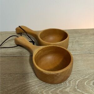 Wooden, serving, scooping spoons.  Beautiful utensils.  Pre-owned, excellent